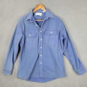 Gander Mountain Flannel Shirt Mens Large Blue Chamois Cloth Cotton Button Up